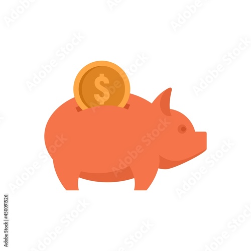 Crowdfunding piggy bank icon flat isolated vector