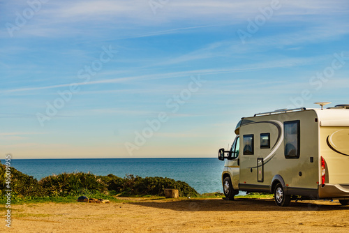 Rv caravan camping on beach