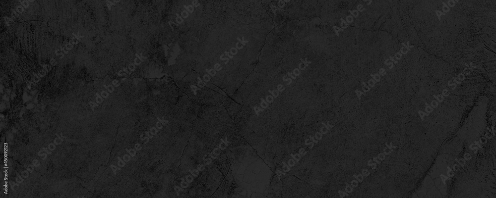 Panorama of Dark grey black slate background or texture. Black granite slabs background