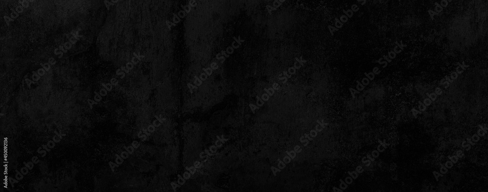 Panorama of Black grey concrete texture, Rough cement stone wall, Surface of old and dirty outdoor building wall, Abstract nature seamless background
