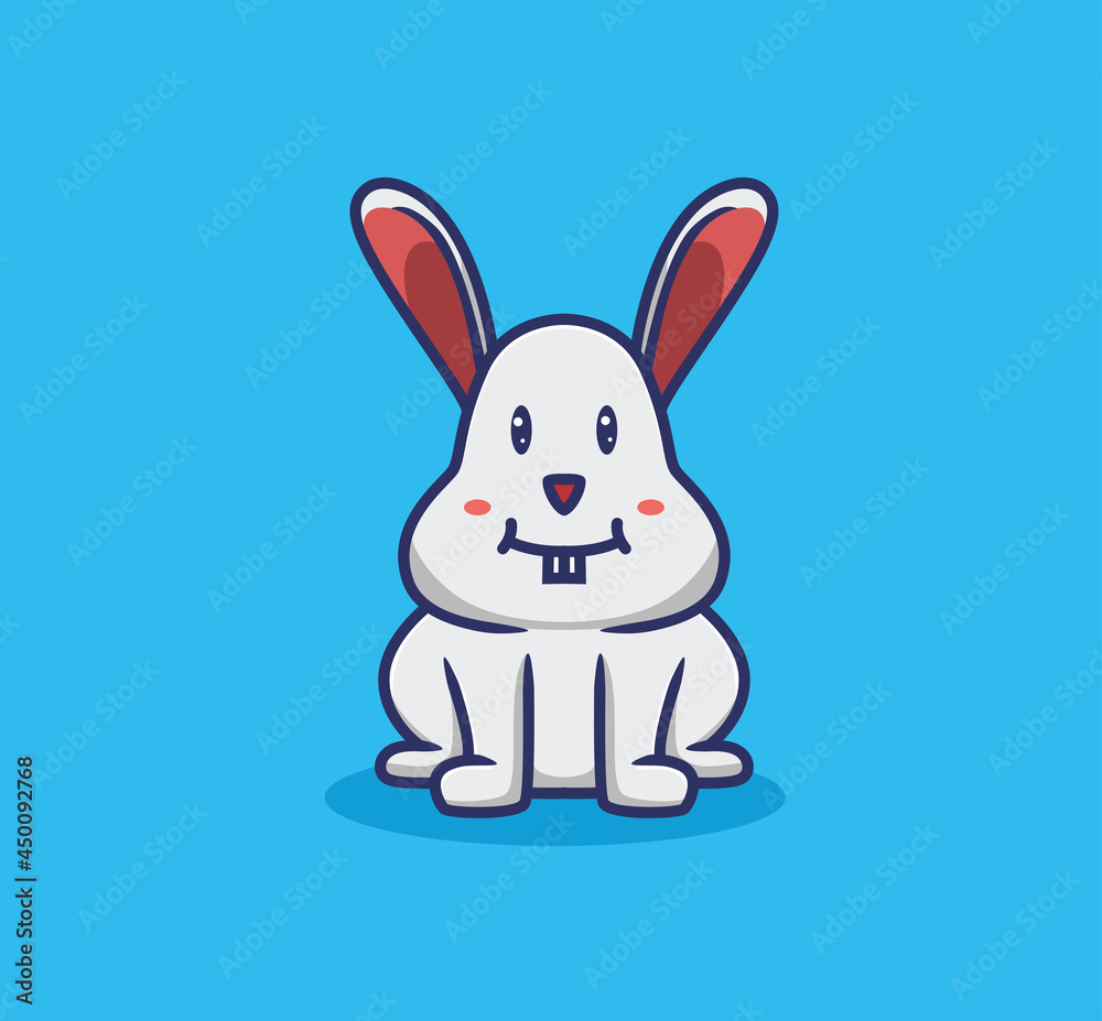Cute cartoon rabbit sitting. Animal Isolated Cartoon Flat Style Icon illustration Premium Vector Logo Sticker Mascot
