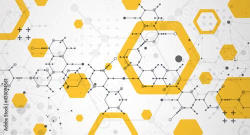 Modern science or technology abstract background using hexagonal shapes. Vector.