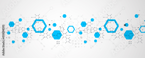 Modern science or technology abstract background using hexagonal shapes. Vector.