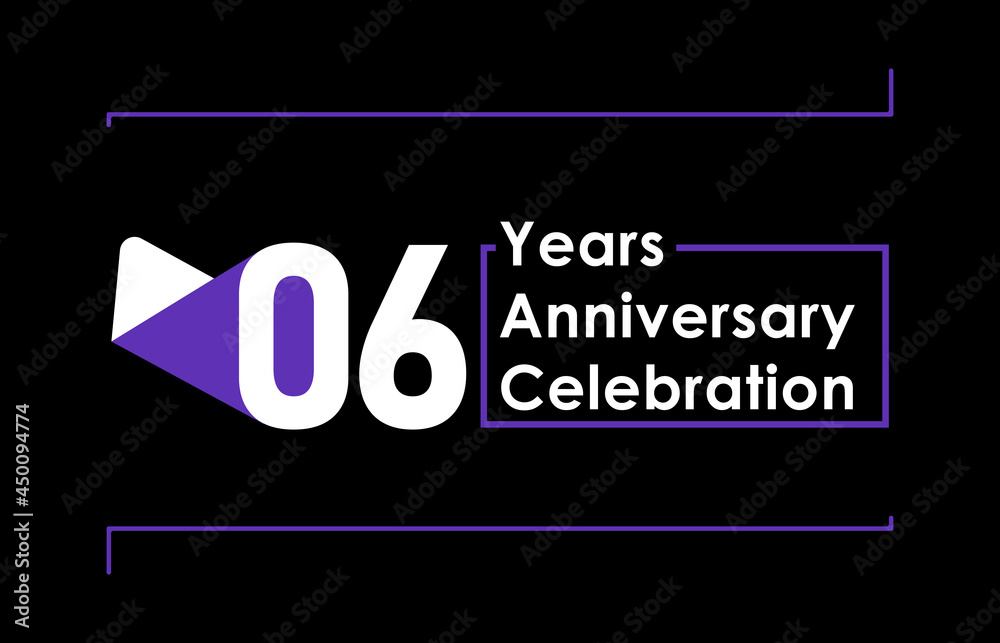 6 Years Anniversary Celebration Vector Template Design