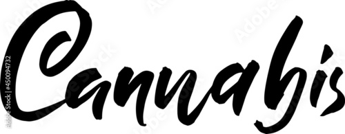 Cannabis. Modern brush grunge lettering. Vector illustration.