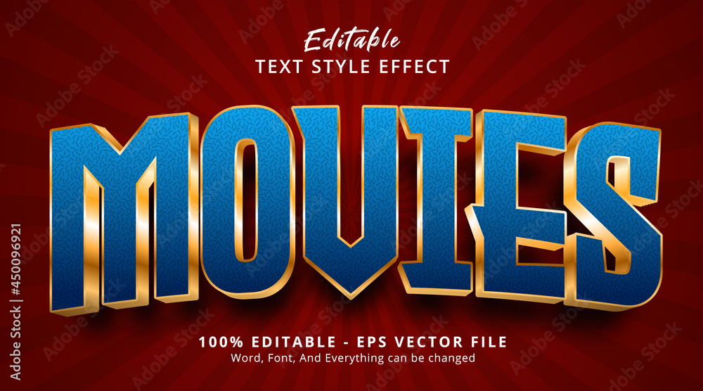 Obraz premium Editable text effect, Movies text on headline gaming style effect