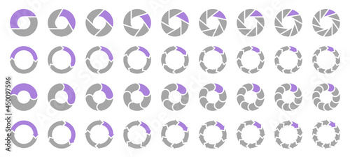 Set Tortendiagramme Pfeile Grau Lila