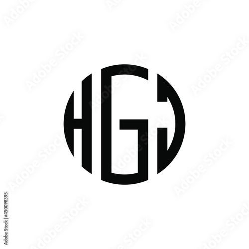 HGJ letter logo design. HGJ modern letter logo with black background. HGJ creative  letter logo. simple and modern letter HGJ logo template, HGJ circle letter logo design with circle shape. HGJ   photo