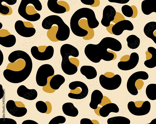 Jaguar Leopard print skin abstract seamless pattern. Abstract wild animal Jaguar Leopard black spots on nude background for fashion print design, web, cover, wallpaper, cutting, and crafts.