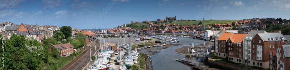 panorama of the town of Whitby in North Yorkshire