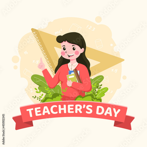 Happy teacher's day poster background concept.