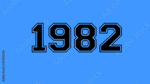 Obraz na płótnie 1982 number black lettering blue background