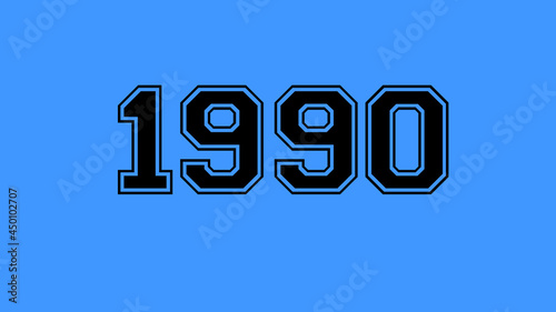 1990 number black lettering blue background