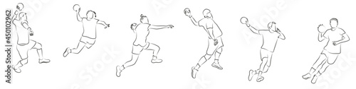 Handball Spieler Konturen Zeichnungen Sportler Vektor Grafik