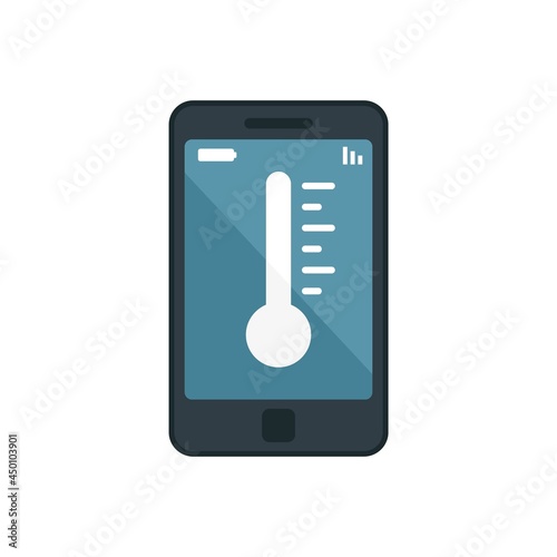 Smartphone temperature control icon flat isolated vector