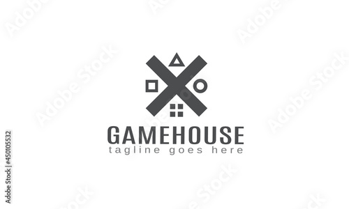 Letter X monogram game house logo design template