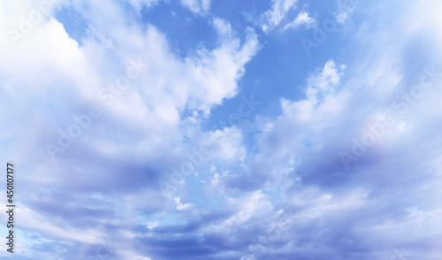 Blue sky with white cloud. Copy space.	
