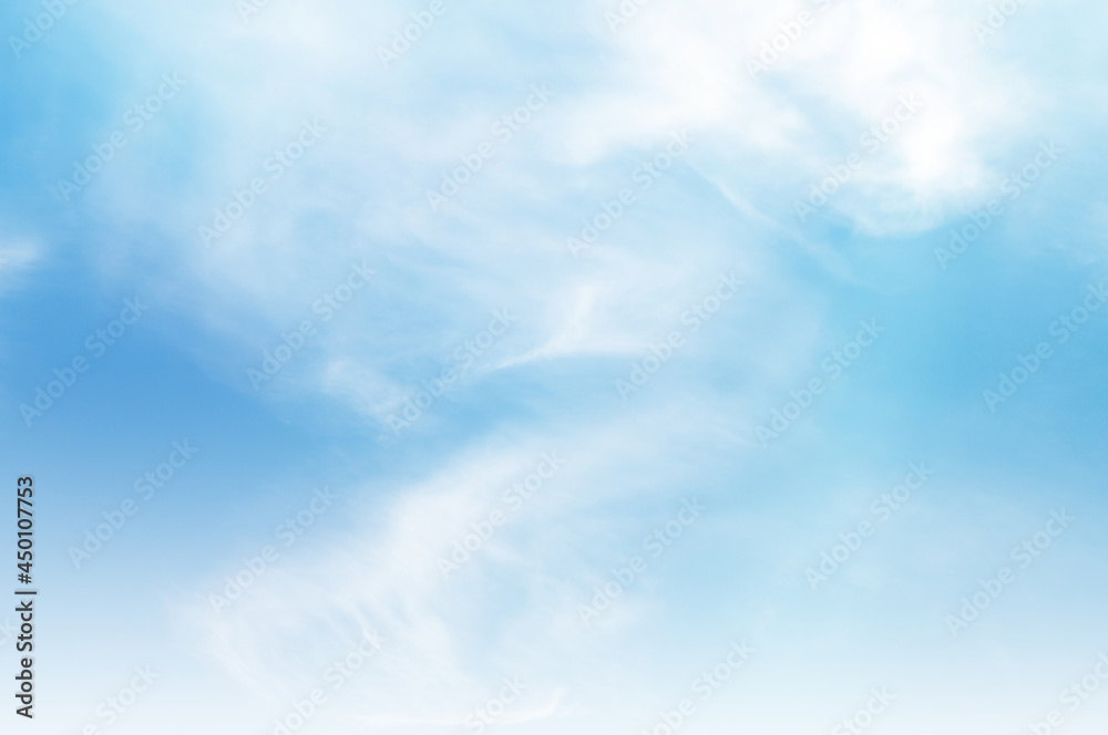 Blue sky with white cloud. The summer heaven is colorful clearing day Good weather and beautiful nature in the morning.