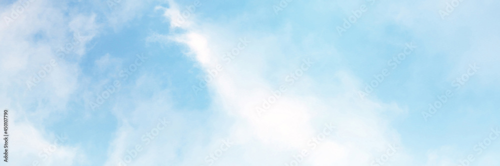 Obraz premium Blue sky with white cloud. The summer heaven is colorful clearing day Good weather and beautiful nature in the morning.