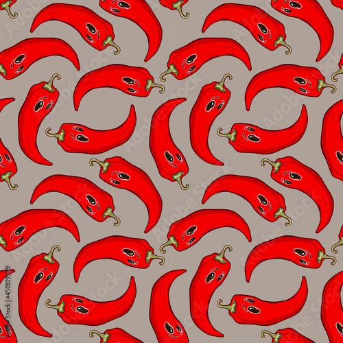 Pepper with eyes on gray