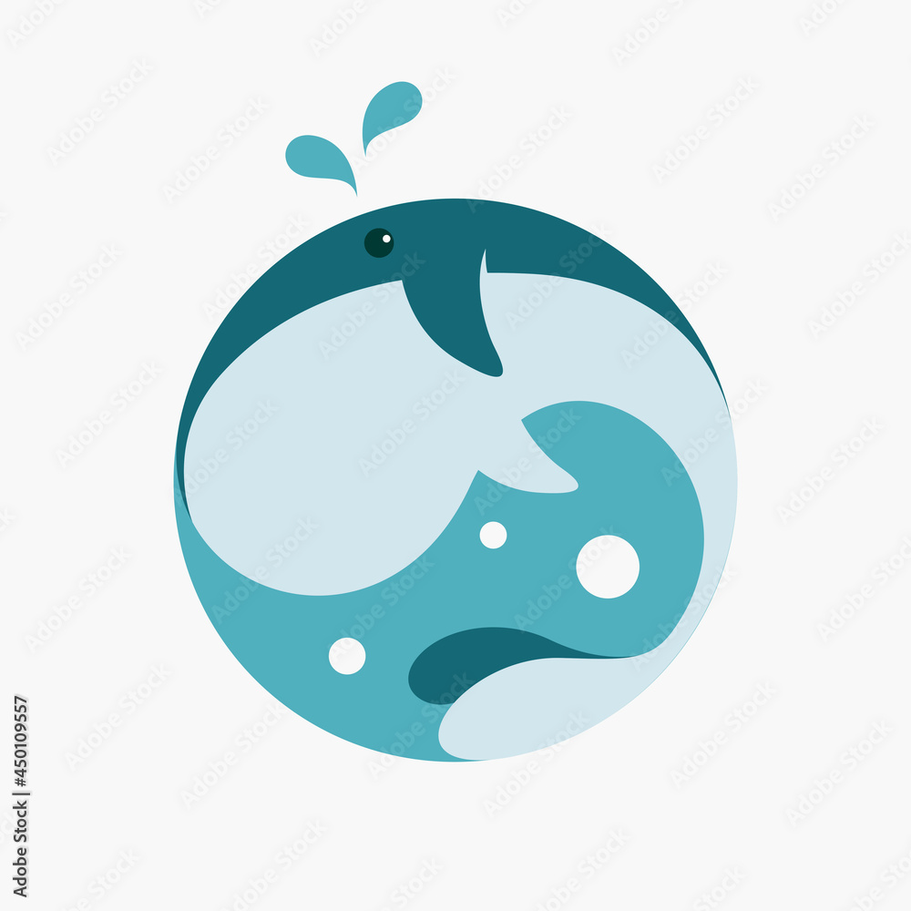 Obraz premium Whale Big Fish Logo Icon