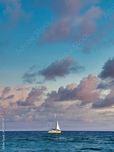 Boat sea sunset sailboat photo