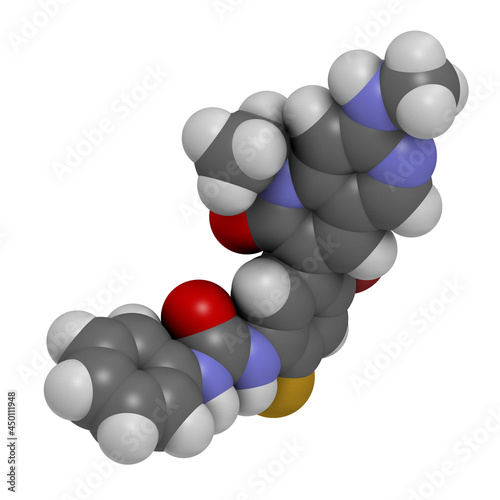 Ripretinib cancer drug molecule. 3D rendering. photo