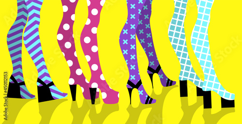 Female legs in heels and stockings. flat vector illustration.