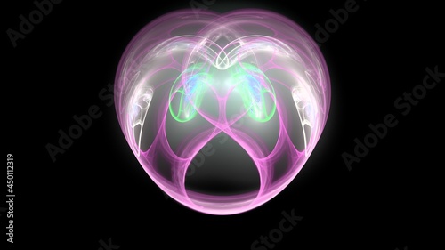 Exquisite digital render fractal with smooth flowing lines of symmetry