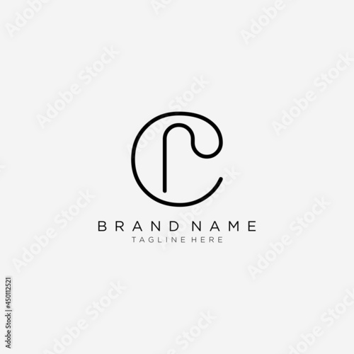 Initials letter C and R logo design modern line art template.