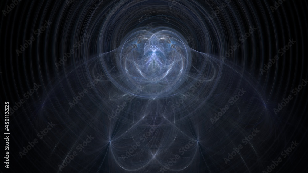 Fototapeta premium Beautiful Digital Symmetric Fractal - cosmic energy with vibrant flowing lines and soothing pastel colors.