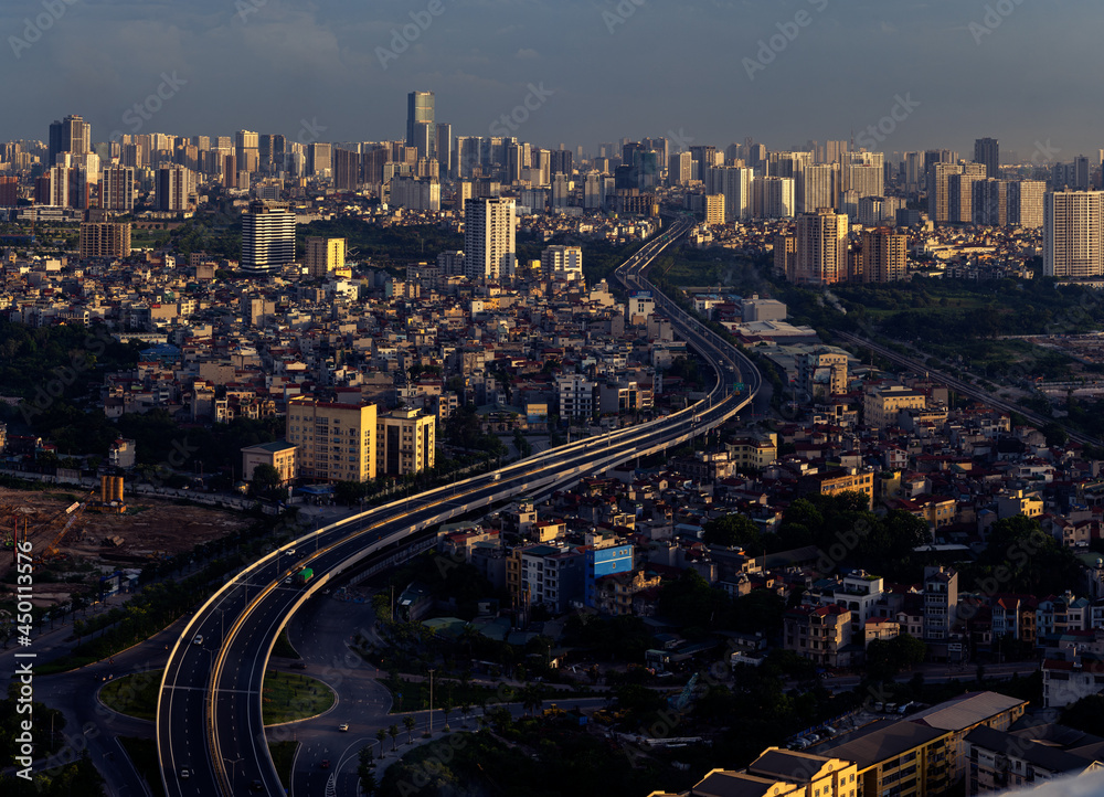 Fototapeta premium Northeast of Hanoi city seen from above