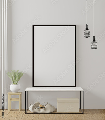 3D interoir design for living room and mockup frame photo