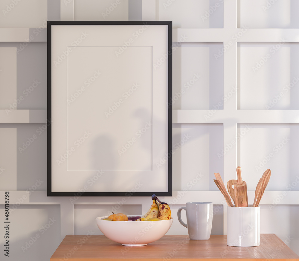 3D interoir design for living room and mockup frame