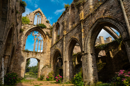 Ruins of the church of Abbaye de Beauport in the village of Paimpol, Côtes-d'Armor department, French Brittany. France