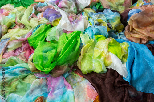 Wallpaper Mural Background of multi-colored silk scarves Torontodigital.ca