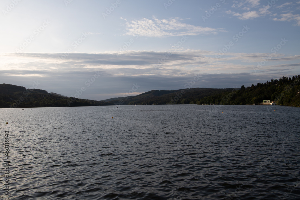 Fototapeta premium sunset over the lake