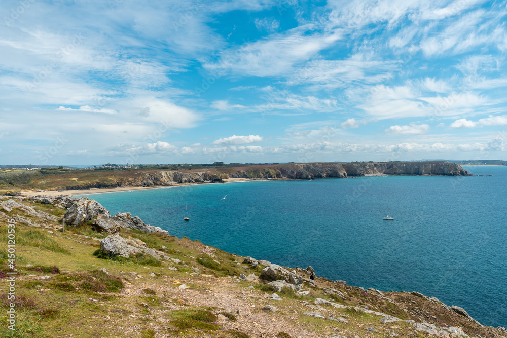 Pen Hir Point on the Crozon Peninsula in French Brittany, the beautiful coastline and beaches, France Pen Hir Point on the Crozon Peninsula in French Brittany, the beautiful coastline and beaches, France