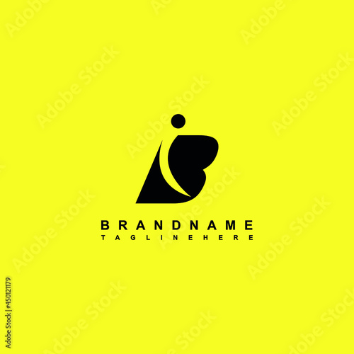 ib bi letter logo vector design with yellow color background