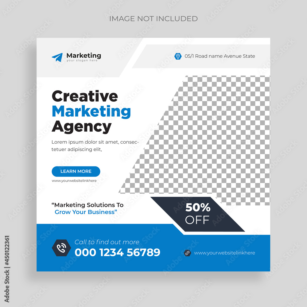 Digital marketing agency social media post banner square flyer template, editable creative modern professional corporate vector
