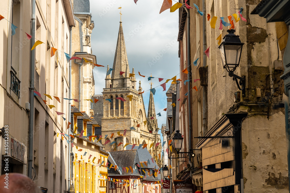 Vannes medieval coastal town, old town and St. Peter's Cathedral Basilica, Morbihan department, Brittany, France
