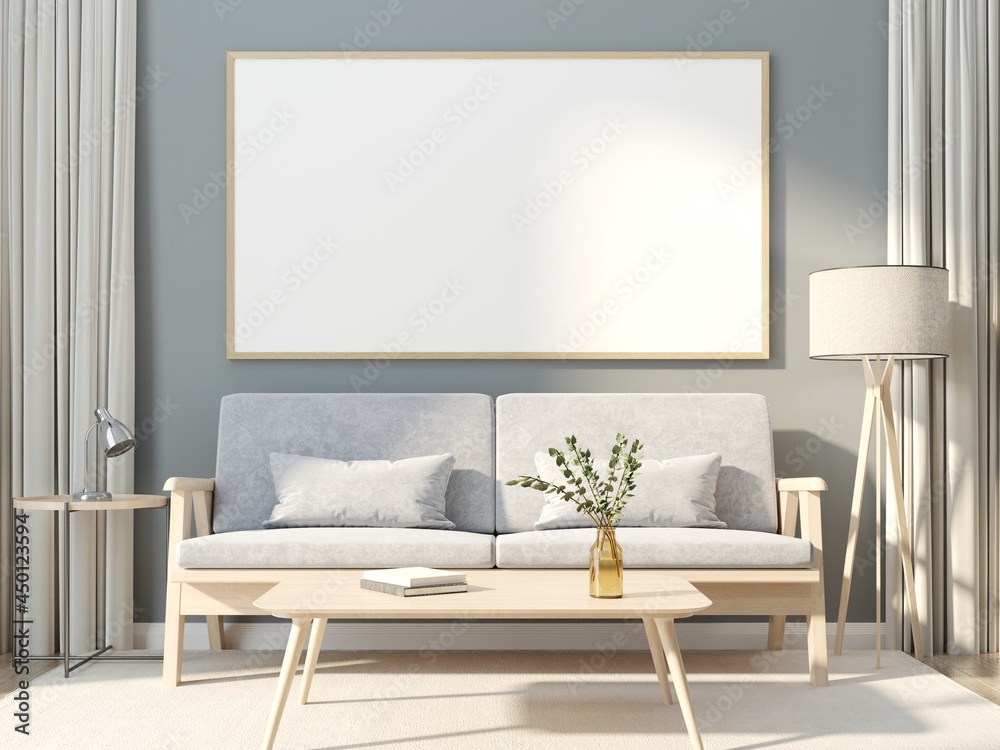 3D interoir design for living room and mockup frame 3D interoir design for living room and mockup frame