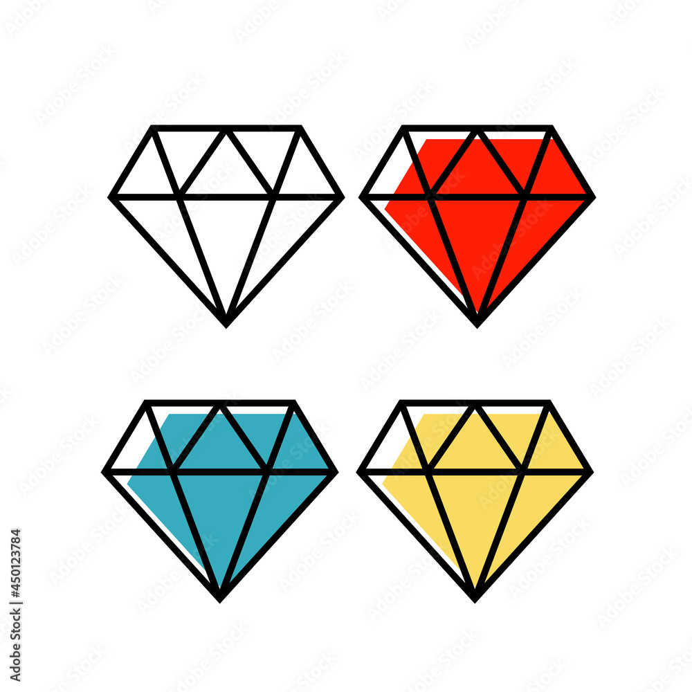 Diamond line icon. Diamond outline vector sign Diamond line icon. Diamond outline vector sign