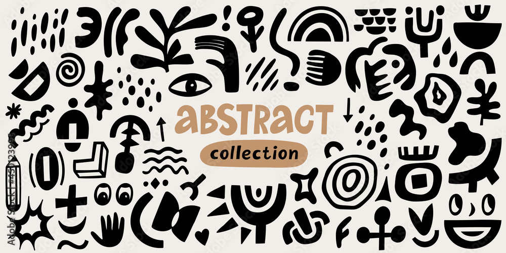 Abstract hand drawn shapes set