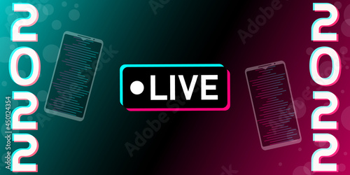2022 New year. Logo design - Live. Card in the style of social media. Flat minimalistic vector illustration