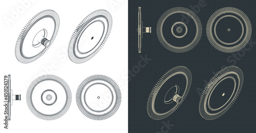 Jet engine turbine drawings