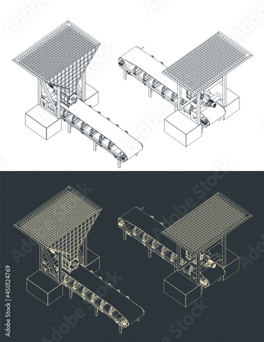 Rotary feeder isometric blueprints