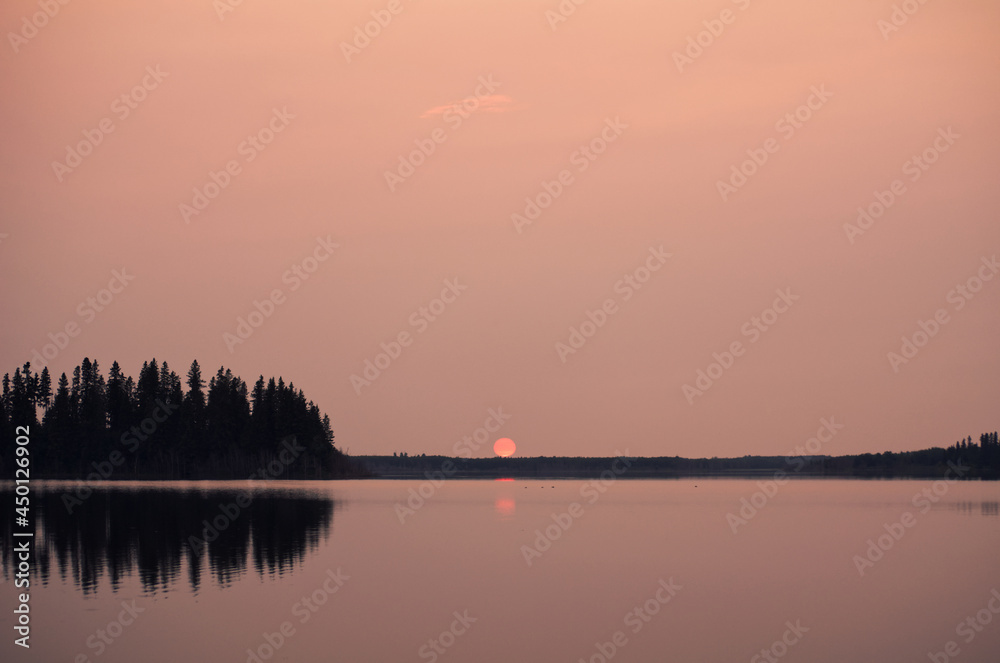 Smoky Sunset at Astotin Lake
