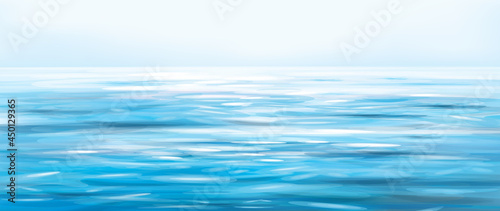 Vector blue water and clear sky background. Texture of blue water.
