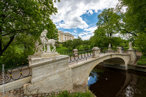 bridge with centaurs in Alexander Park near St. Petersburg